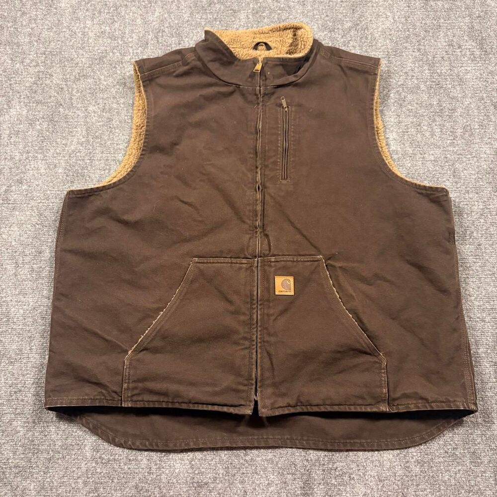 carhartt 2018 v33 dkb sherpa lined zip up duck vest